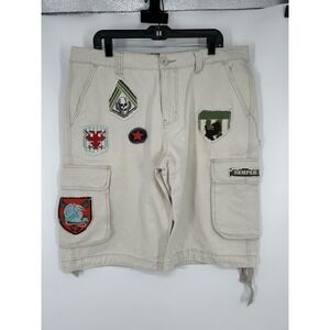 Hama Embroidered Graphic Cargo Shorts Baggy Y2K JNCO Style Skater Wings Skull 34